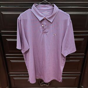 Vineyard Vines Men's Polo in Purple and Blue Stripes